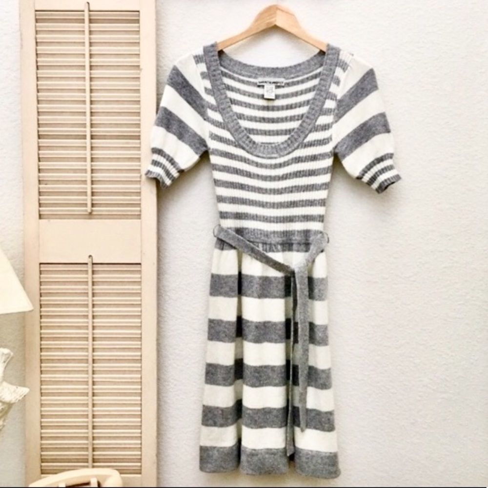 Sweater Project Angora Blend Striped Dress w/Belt